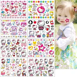 New Kawaii Sanrio Hello Kitty Tattoo Stickers Kt Cat Waterproof Sticker Cartoon Decals Girl Children Birthday Gifts Kids Toys