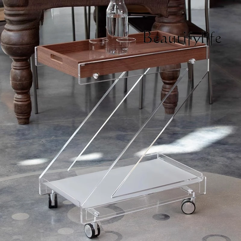 

removable cart bedside table creative shelf Simple and modern transparent acrylic sofa edge few living room home