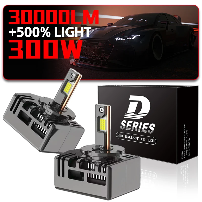 

2PCS D2S/R D4S/R LED Car Headlights Bulb 300W D1S D3S D5S D8S 6000K Car Light High Power1:1CSP Chip Turbo Lamp Plug And Play 12V
