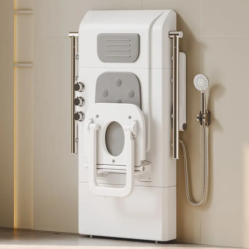 

Elderly seated thermostatic shower bathroom multi-functional folding sitting bath special chair shower armrest wall-mounted