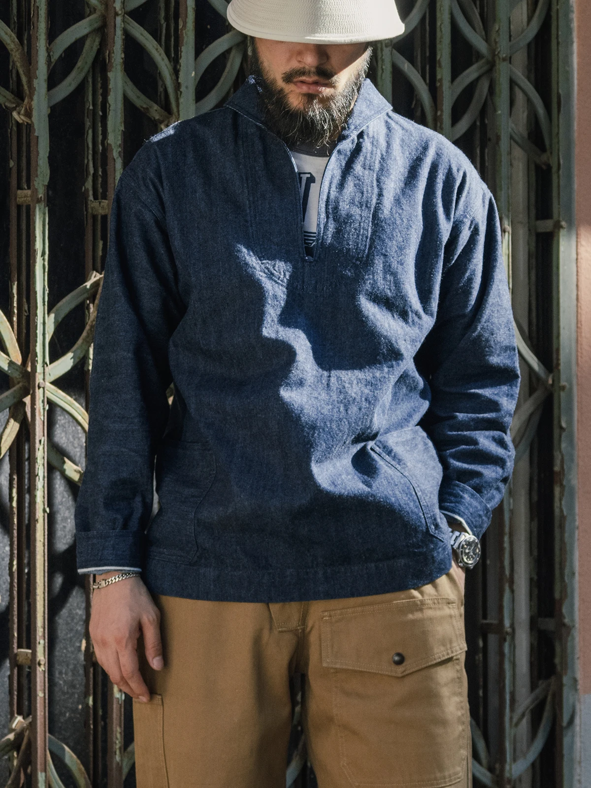 

Red Bronson 97 Dungaree Overhead Denim Jaet Red Ear Youth Loose Fit Long Sve Autumn Regular Thin