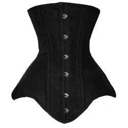 Long Torso Underbust Corset Spiral Steel Boned Body Shaper Woman Sexy Waist Control Black Satin Plus Size Corselet Top
