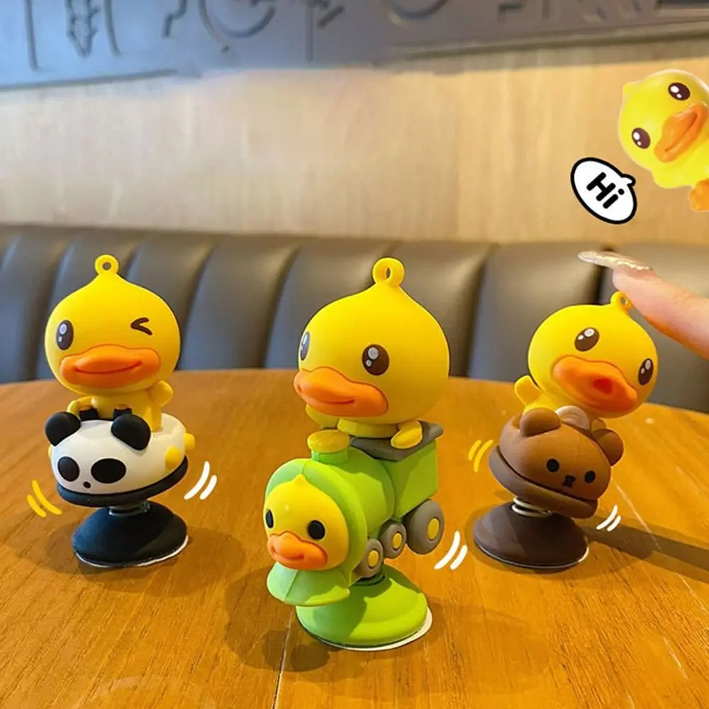 Cartoon Yellow Duck Shaking Car Ornaments Creative Cute Yellow Duck Car Decoration 3D Senior Sense Car Bobblehead Figure