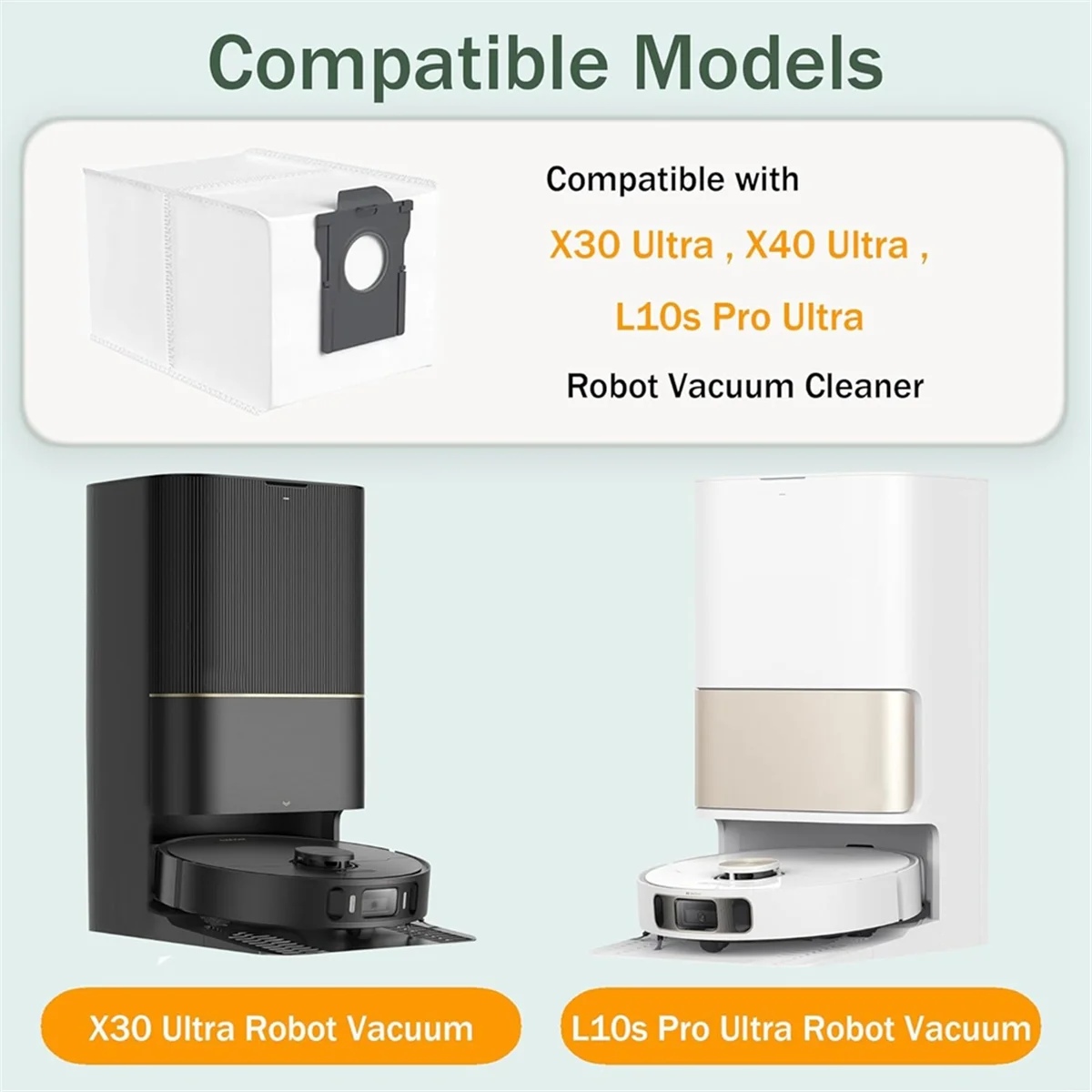 A14G-12 упаковок мешков для пыли для робота-пылесоса X30 Ultra / X40 Ultra / L10s Pro Ultra, большая емкость 3 л