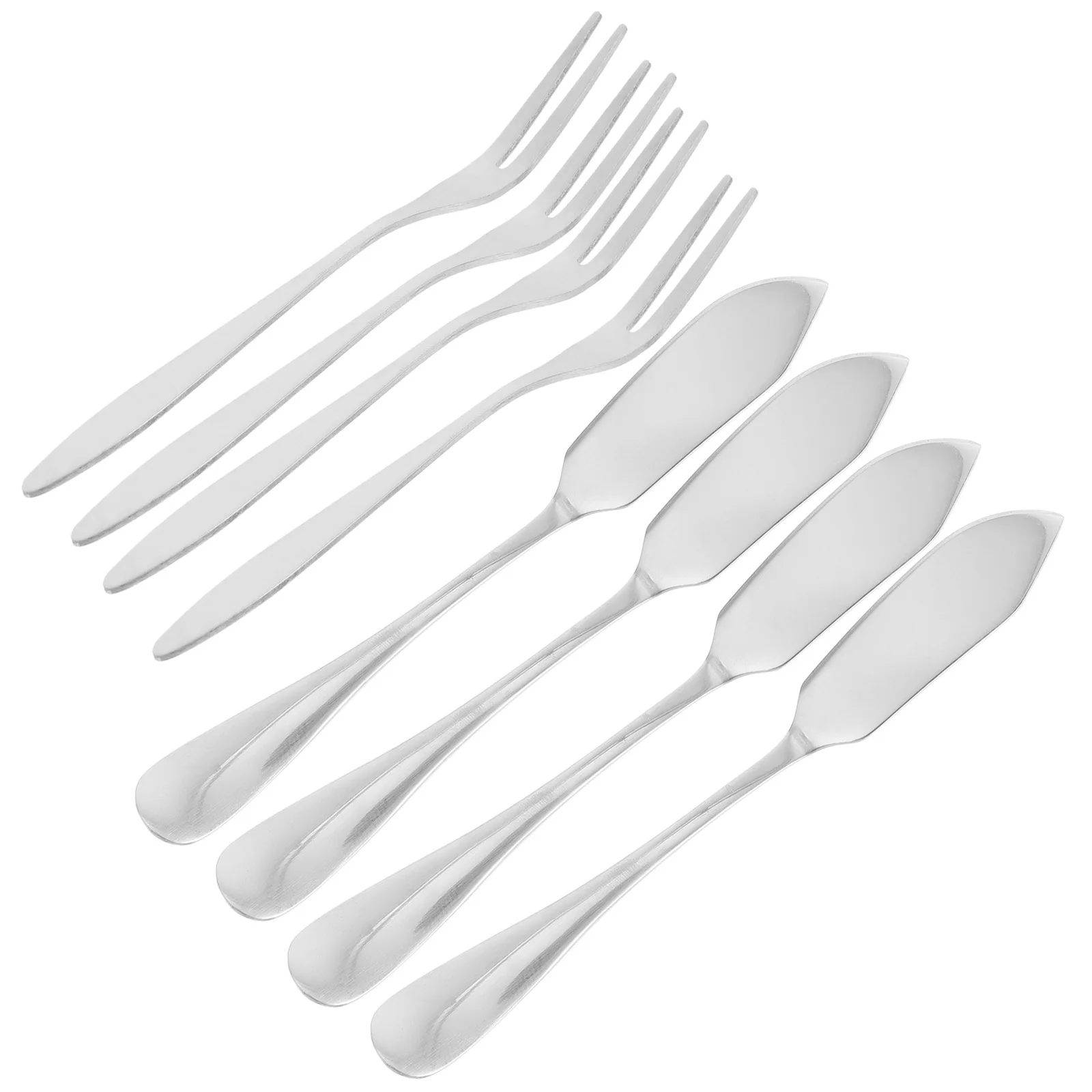 

8pcs Stainless Steel Butter Knives Fruit Forks Set For Cake Dessert Party Wedding Food Bar Banquet Kitchen Gadget