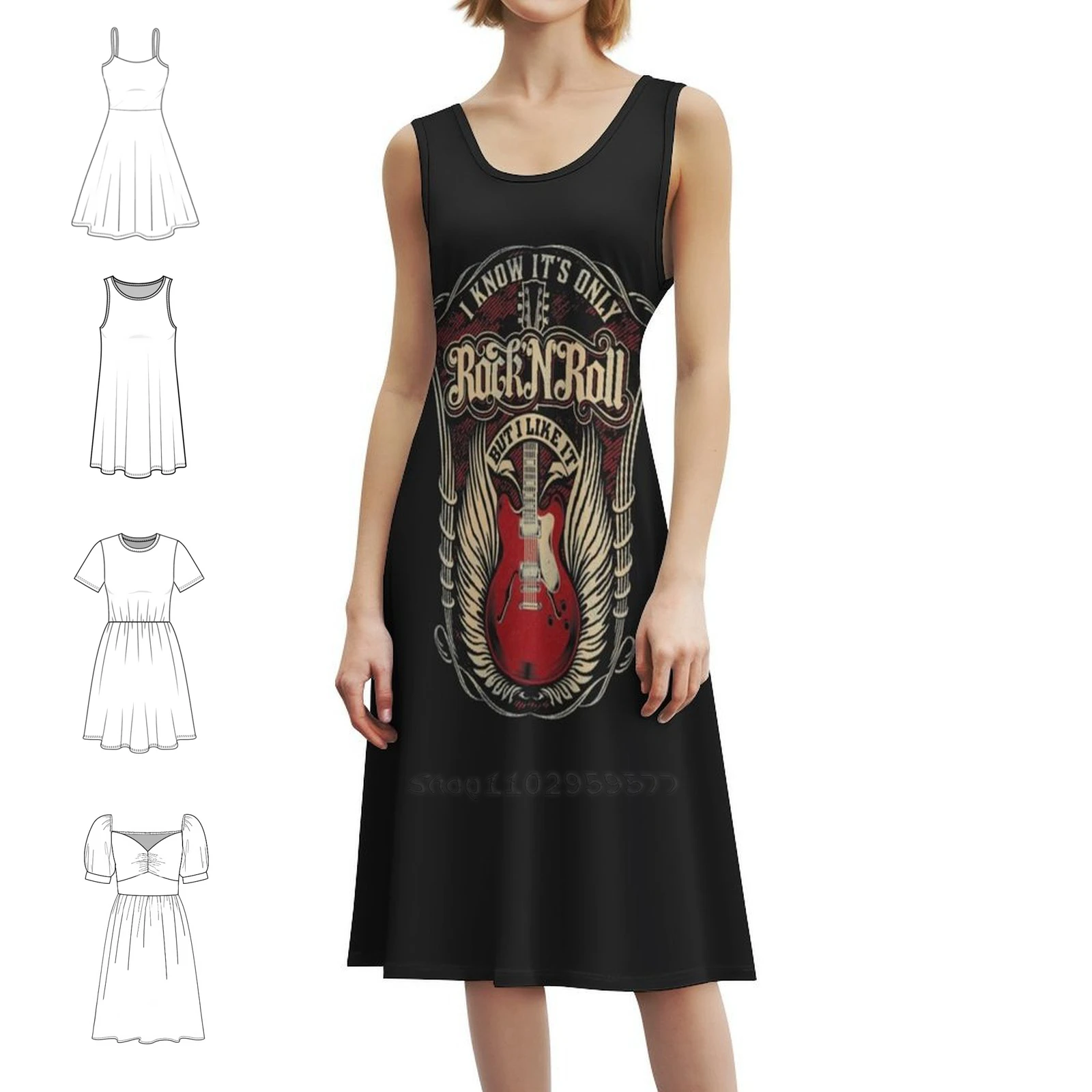 

It'S Only Rock 'N' Roll But I Like It Классическое повседневное платье в корейском стиле для женщин Простые повседневные офисные женские платья Its Only