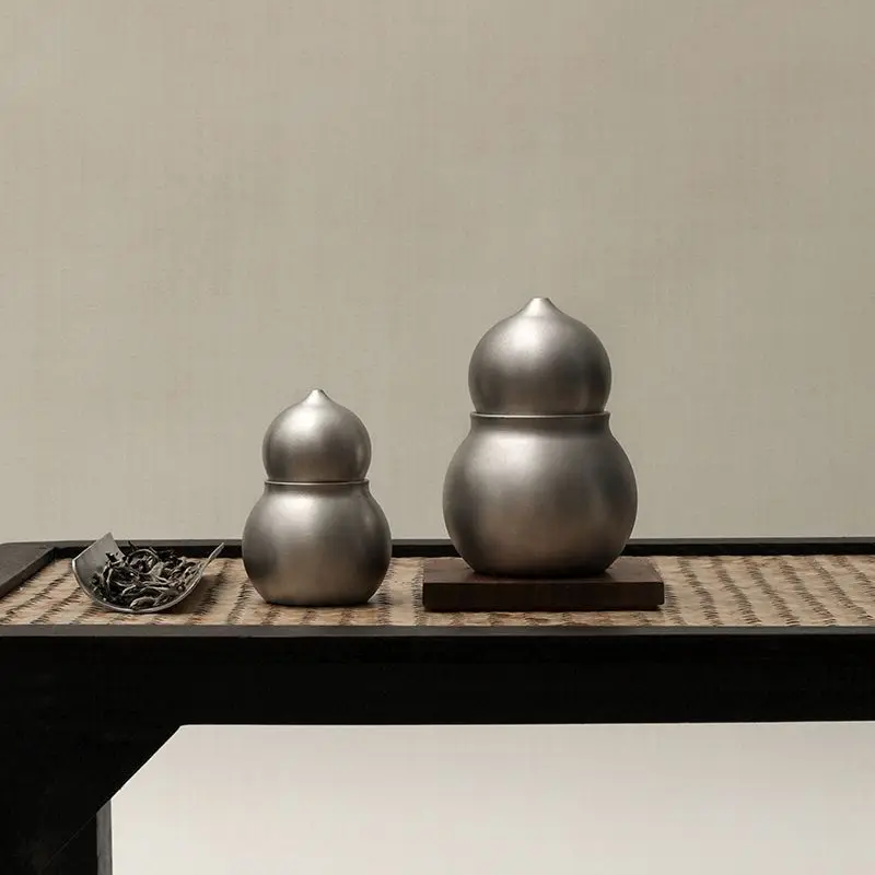 Tea warehouse high pure tin can moisture-proof sealed storage  can Chinese gourd tea set ceremony