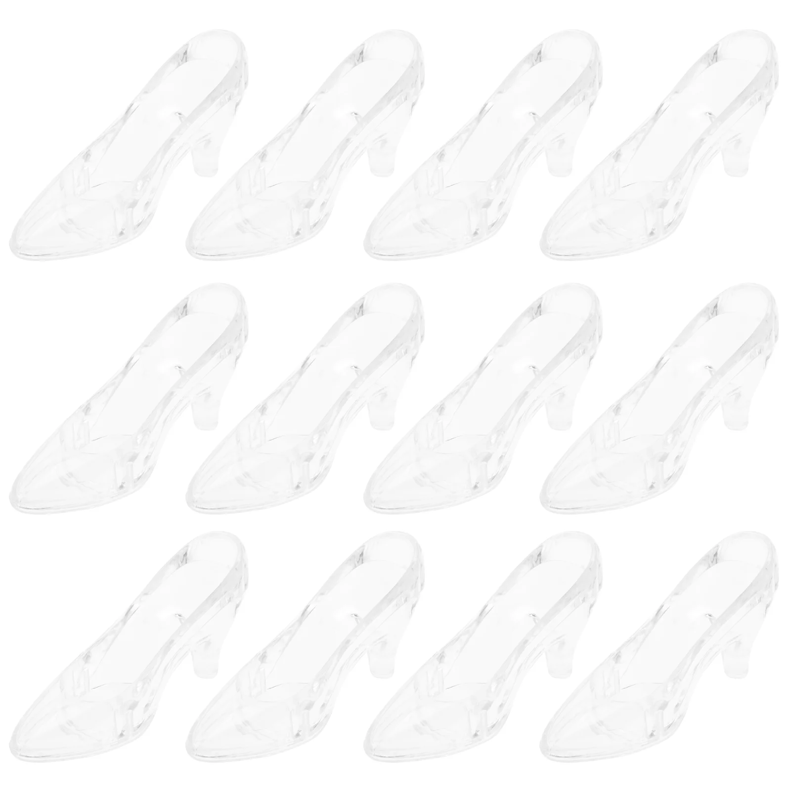 12-teiliges dekorierendes Mini-Kristall-Slipper-Bürozubehör, mehrere kleine transparente Acryl-Schuhe zur Dekoration