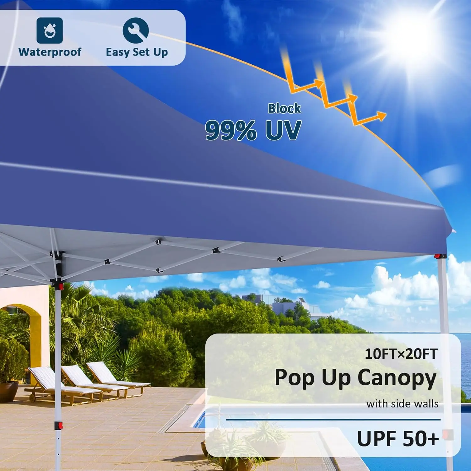 Cobizi 10X20Ft Pop Up Canopy Tent With 6 Removable Sidewalls, Easy Up Commercial Canopy, Waterproof And Uv50+ Gazebo With