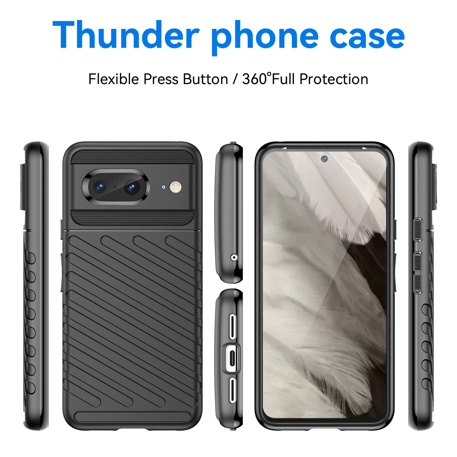 For Google Pixel 8 Fashion Thunder Back Cover Luxury Mobile Shell for pixel8 Shockproof Silicone Phone Case Coque Fundas