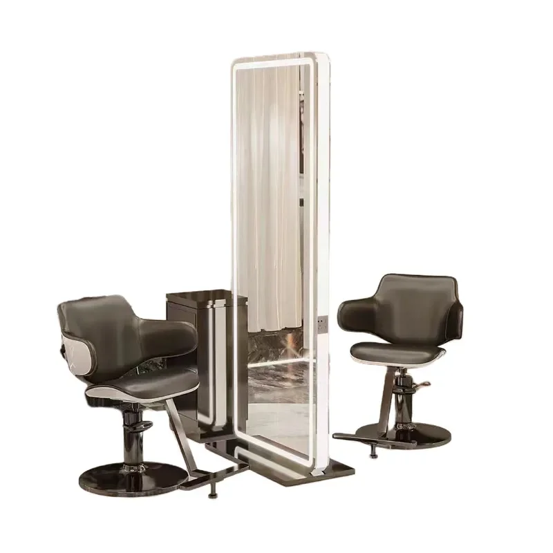 for Barber Shop Mirror Table Floor to Ceiling Chase Hair Mirror with Lamp And Mirror Cabinet Integrated Hairdressing