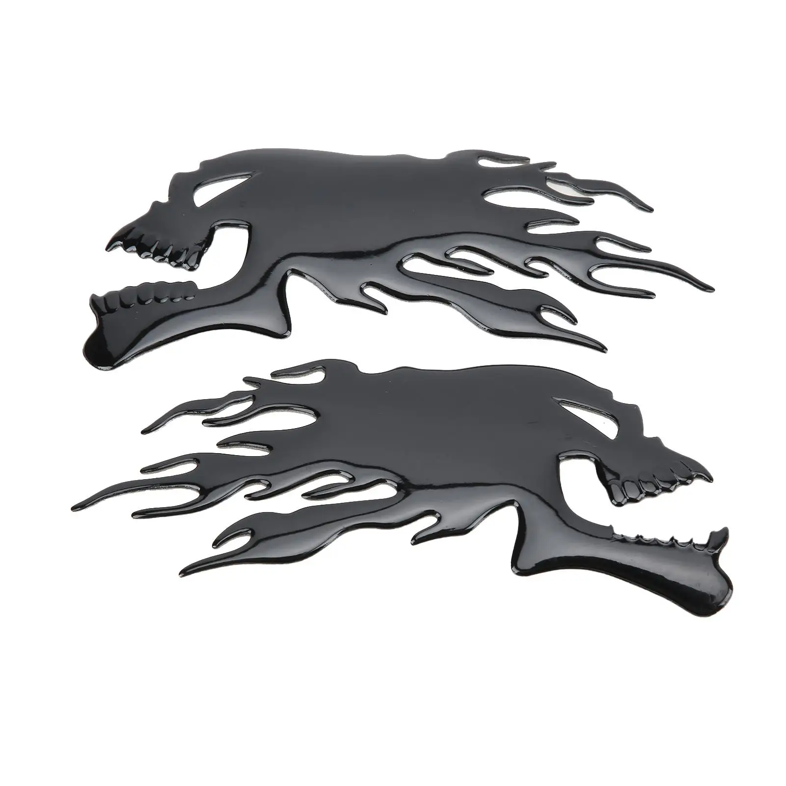 

2PCS Motorcycle Gas Tank Sticker Decal 3D Universal Flame Skull Decal Decorations Motorcycle Accessories