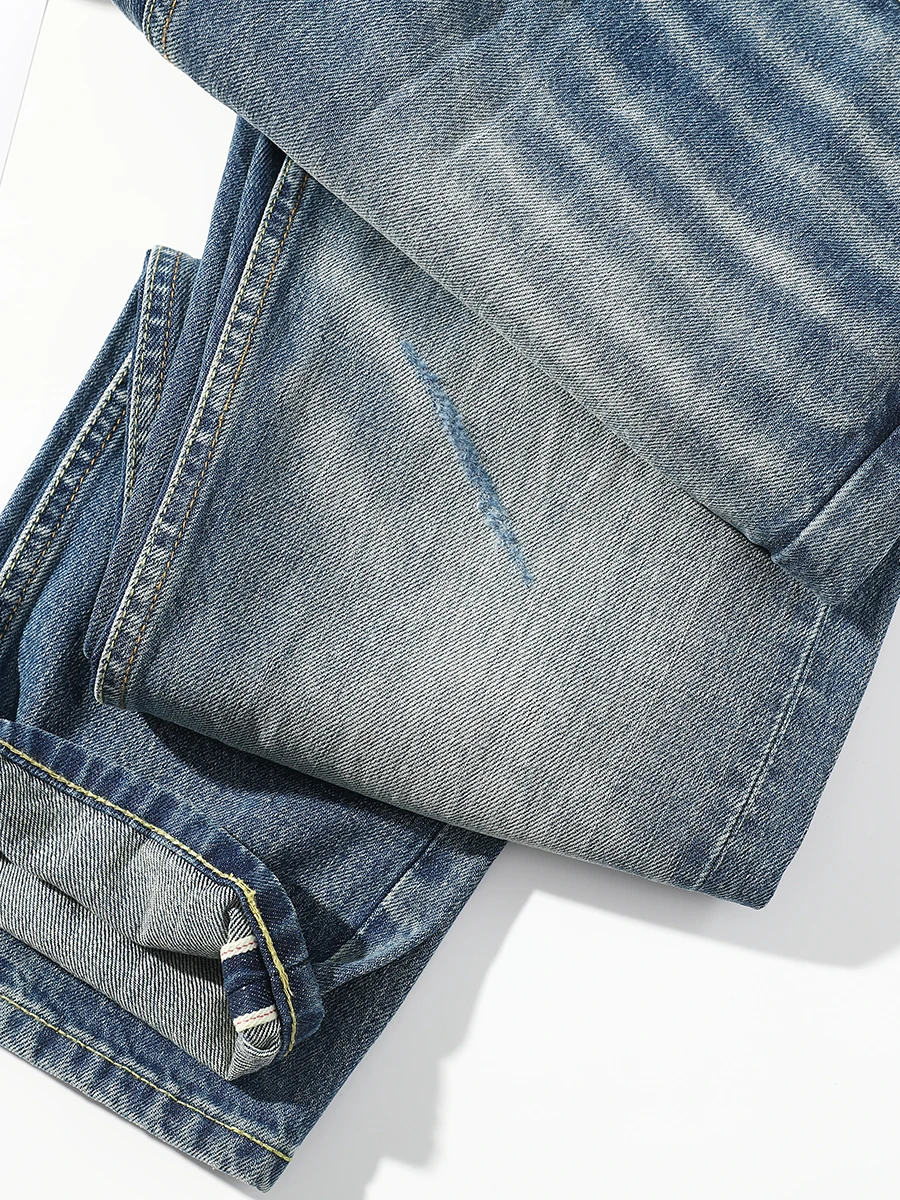 2025 Spring And Autumn New American Retro Men\'s Washed Made Old Straight Leg Jeans Fashion Comfortable 100% Cotton Casual Pants
