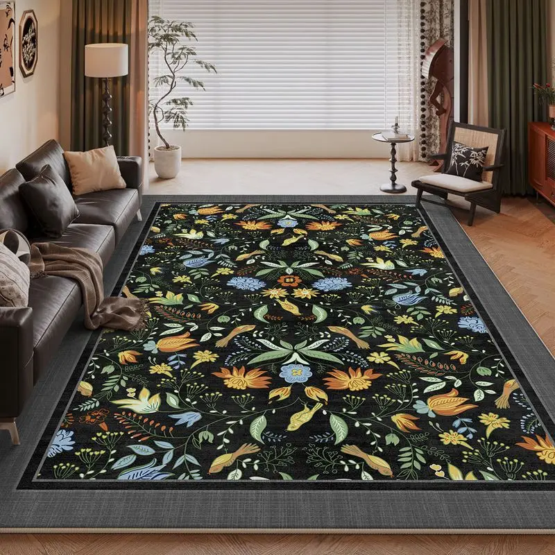 VIKAMA Vintage Bohemian Moth Insect Area Rug Durable Non Slip Aesthetic Living Room Carpet Washable Bedroom Rug Home Decor
