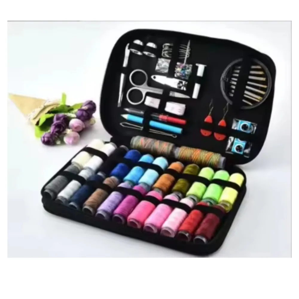 Kit Completo per Cucito con Fili, Aghi, Forbici e Metro a Nastro, Set di Strumenti Portatile da Viaggio per Ricamo e Lavori Manuali