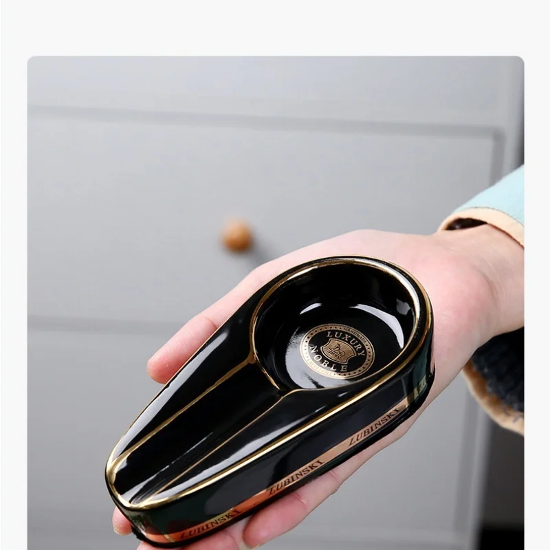 Hot Sale European Ceramic Cigar Ashtray Unique Creative Portable Cigar cigarette Stand Accessories for Home Office Single User