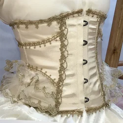 Short Steel Bones Floral Lace Underbust Corset Wedding Evening Dress Corset Luxury Sexy Court Princess Cosplay Lolita