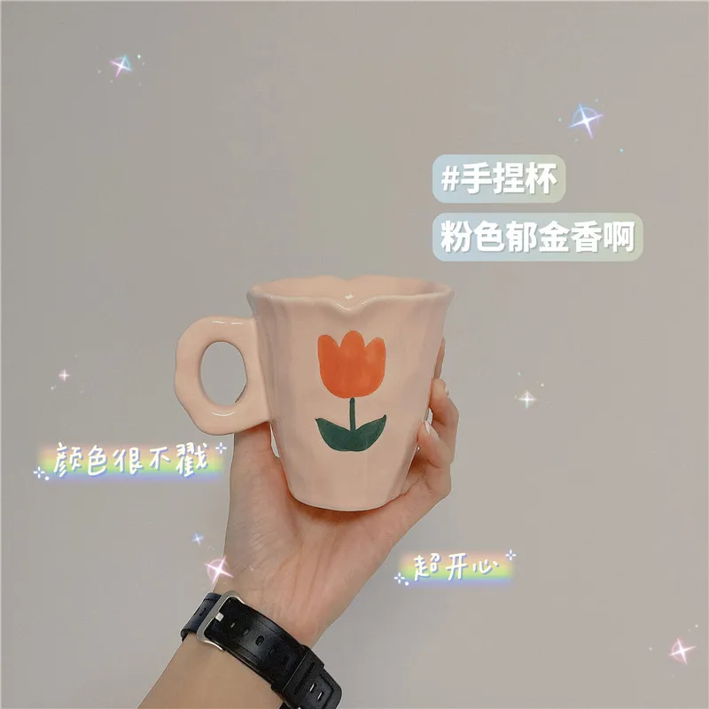 Ins Style Handmade Ceramic Irregular Coffee Mug 300ml Cute Bear Household Milk Cup Creative Fashion Birthday Gift