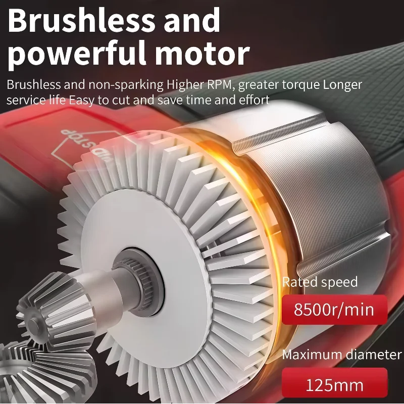 ميلووكي 125 مللي متر فرش زاوية طاحونة تلميع آلة قطع لا قفل مجداف التبديل أدوات كهربائية لاسلكية #5