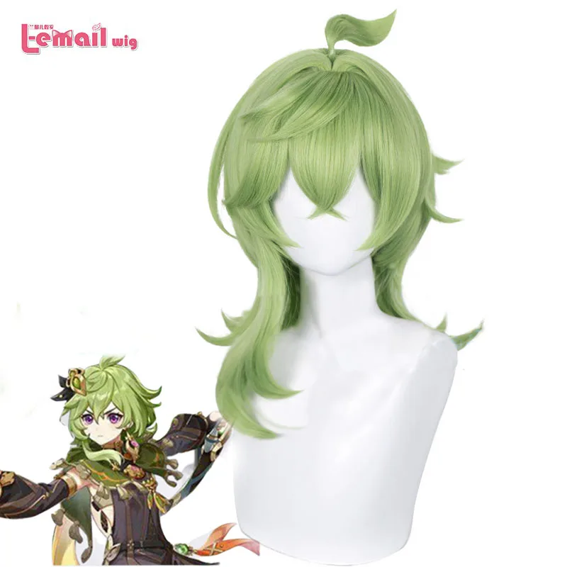 L-email Wig Synthetic Hair Collei Cosplay Wig Genshin Impact Collei Wigs 55cm Long Bamboo Green Heat Resistant Wigs