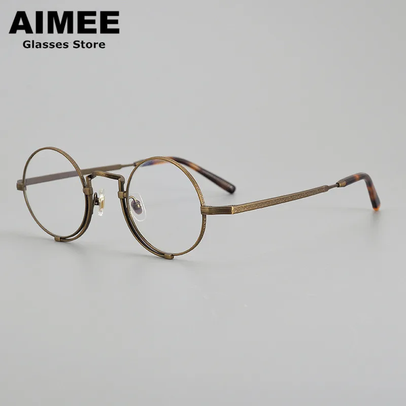 Japanese Brand Designer Titanium Glasses Frame Retro Round Men Ultralight Eyeglasses Women Handmade Eyewear Spectacles Frames