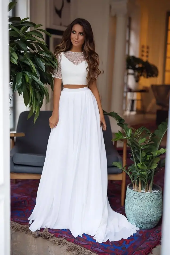 2026 Summer Beach Chiffon Skirt With Train Women Boho Brides Skirts White A Line Floor Length Long Maxi Chiffon Skirt Customized