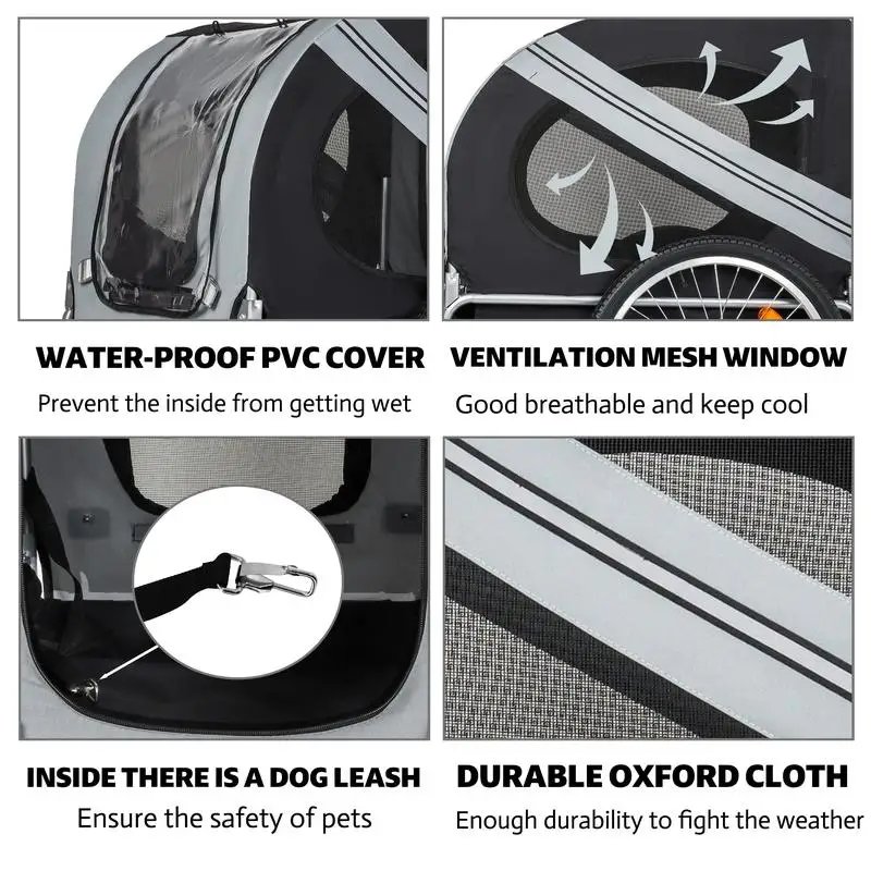 مقطورة دراجة قابلة للطي لجميع التضاريس للكلاب - حامل حيوانات أليفة بإطار فولاذي متين بسعة 100 رطل لركوب الدراجات والركض والتخييم #4