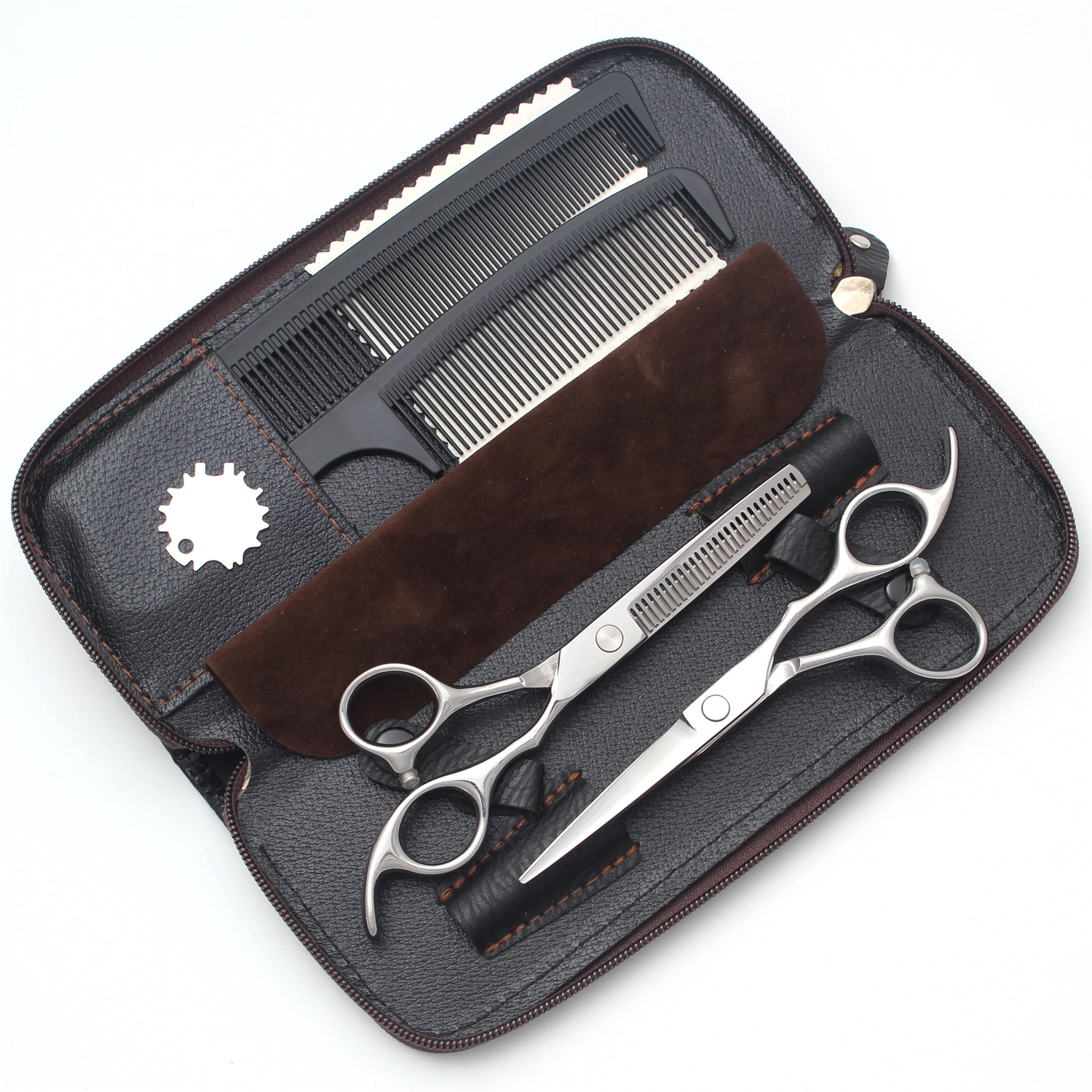 

Professional Barber Scissors Set Japanese Steel Straight Thinning Texturizing Shears Precision Ground Sharp for Salon Home Use