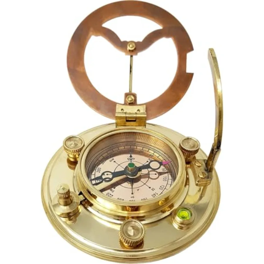 Sundial Compass, Antique Brass and Copper Sundial Compass, Sundial Clock in Wooden Box Gift Sun Clock Wedding Gift, Groomsmen G