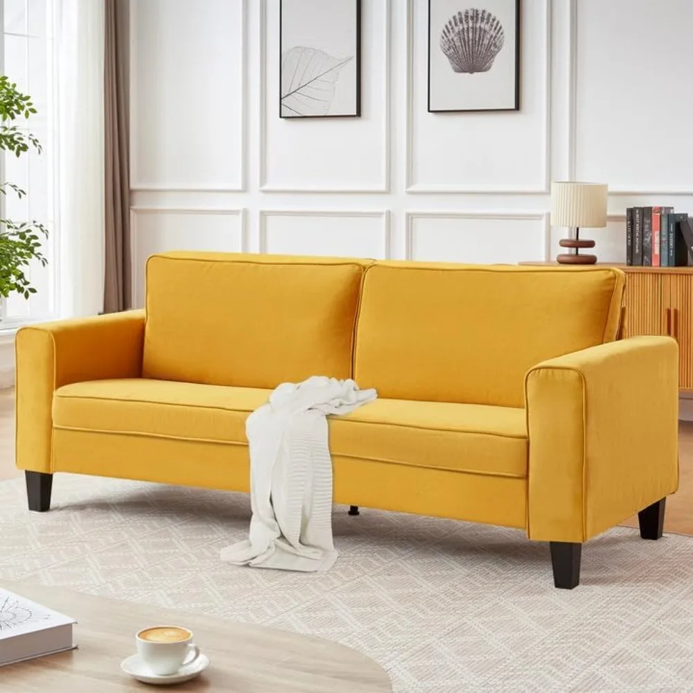 Sofá moderno para sala de estar, sofá de lino de 79 pulgadas de 3 plazas con fundas extraíbles lavables y asiento ajustable en profundidad, cómodos sofás para Sm
