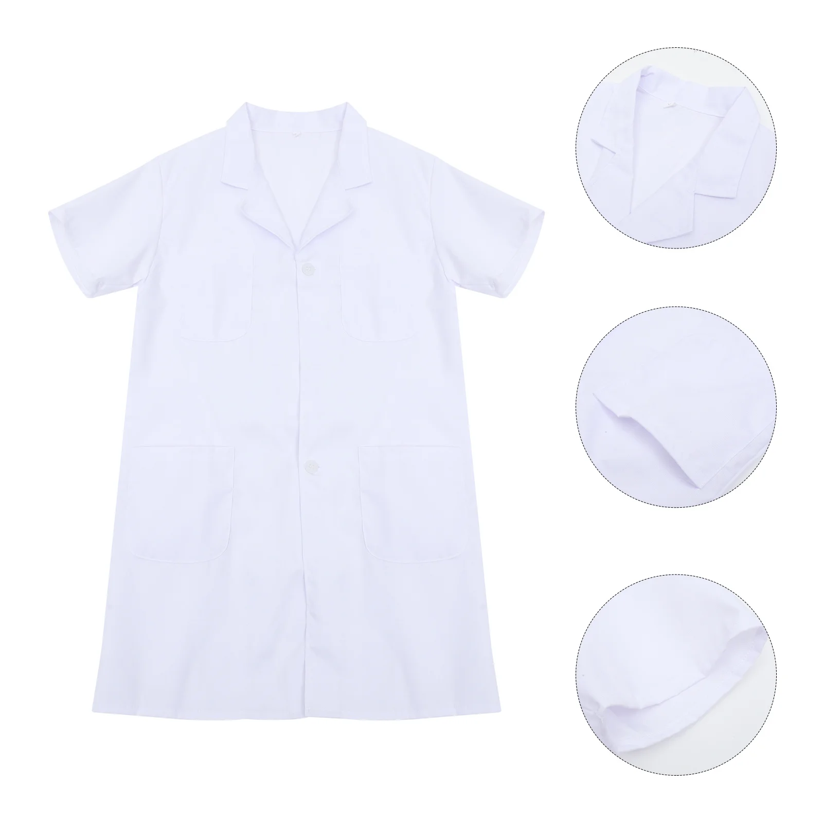 فستان ممرضة نسائي بأكمام قصيرة، زي طبي احترافي أبيض، ملابس عمل متينة مقاس Xxl، زي ممرضة بأكمام قصيرة