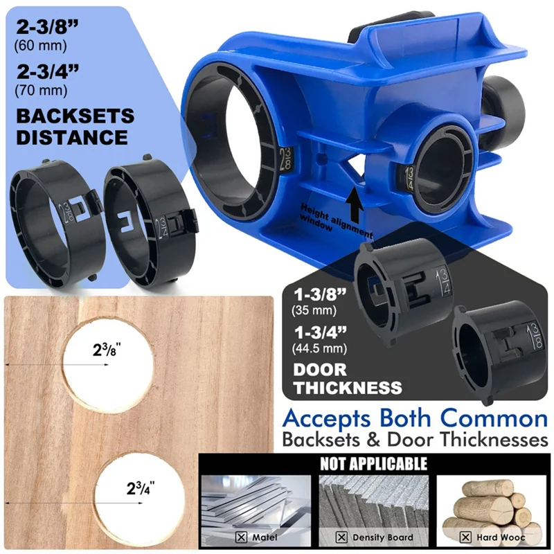 【¡¡Venta caliente!】 Abridor de agujeros de cerradura de bola + pestillo de puerta herramienta de mortaja Kit de instalación de cerradura de puerta para puerta de madera de 1-3/4 pulgadas o 1-3/8 pulgadas de espesor