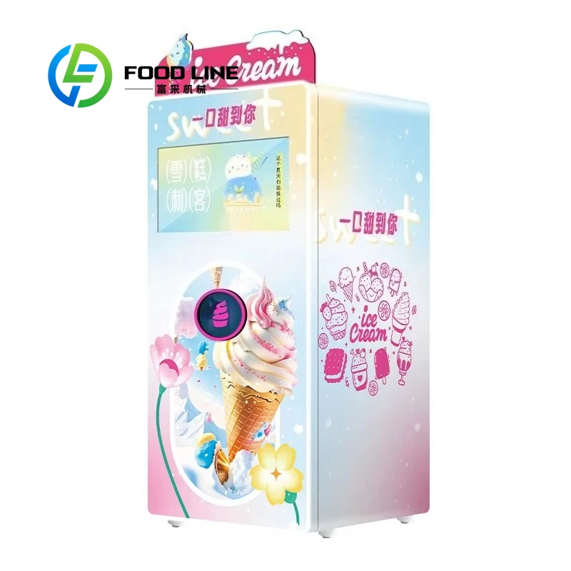 آلة بيع الآيس كريم التجارية ذات الخدمة الذاتية في الهواء الطلق روبوت أوتوماتيكي بالكامل يعمل بقطع النقود المعدنية