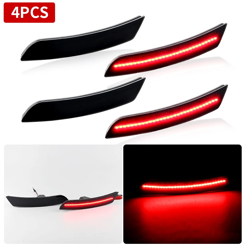 4Pcs For Chevrolet Camaro Cadillac CTS ATS Front Amber & Rear Red Led Side Marker Lights Turn Signal Indicator Blinker Lamps