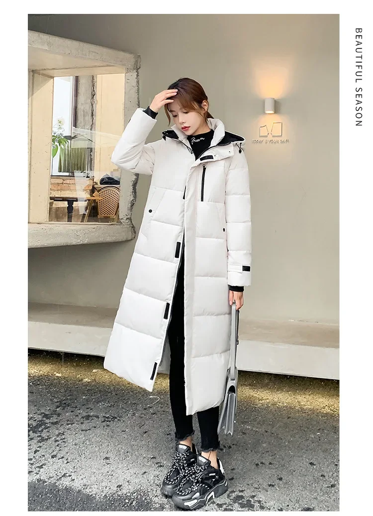 Women Parkas Coats Hooded Jackets Solid Pocket Zipper Long Sleeves Thick Slim Fit Wide Waist Elegant Casual  Autumn Winter