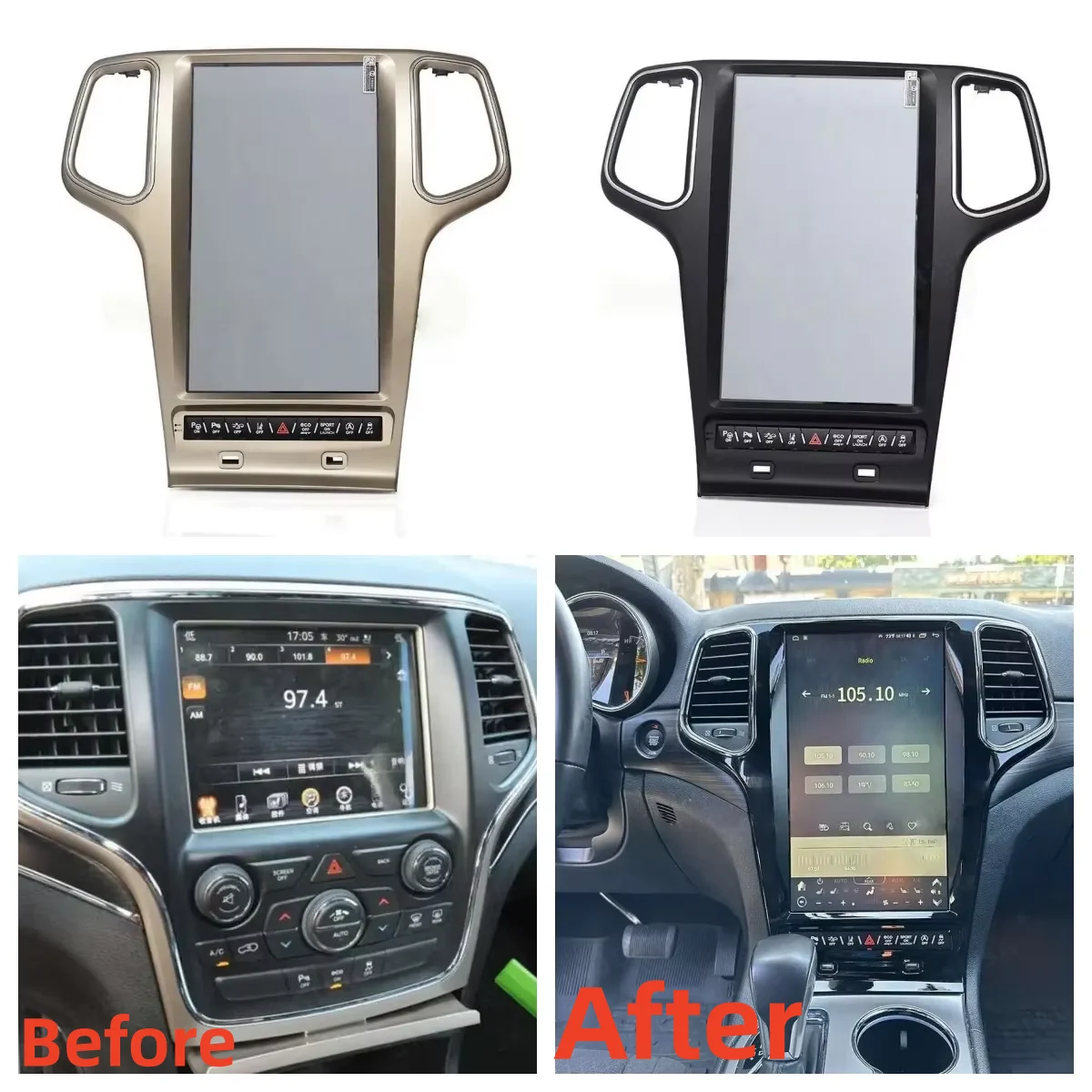 13.6''Android 14 Radio 2din For Jeep Grand Cherokee 2014-2020 GPS Carplay Car Multimedia Video Player Stereo Navi Qled Screen