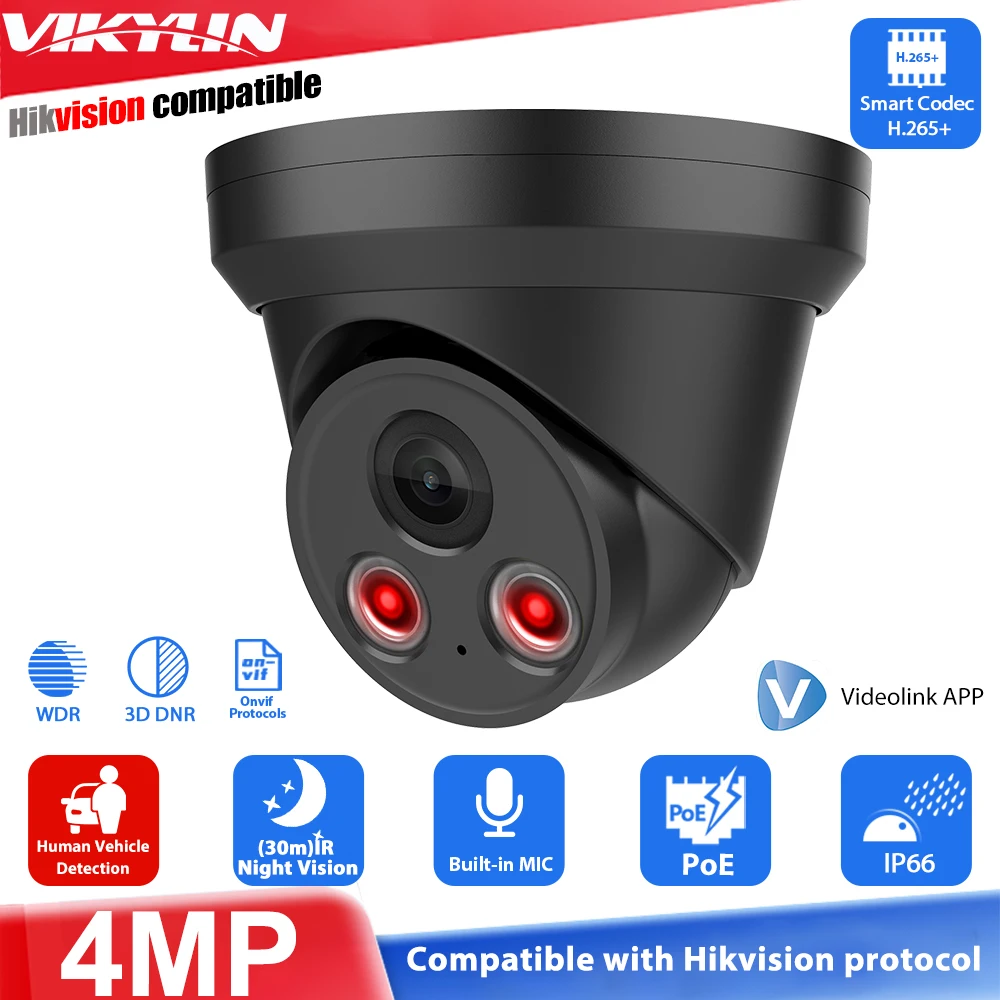 

Vikylin 4MP фиксированный фокус ИК-камера ночного видения IP-камера обнаружения движения встроенный микрофон домашнее видеонаблюдение уличная камера видеонаблюдения