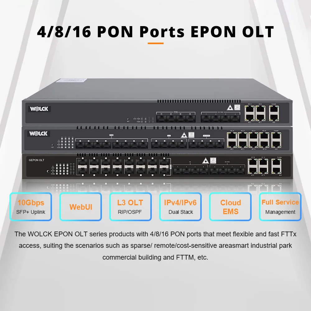 Wolck EPON 4/8/16 Fiber Optical V Sol V-sol V1601E04-DP/BT V1600D8 V1600D16 GEpon Epon 4 8 16 Ports Puertos Pon Vsol OLT
