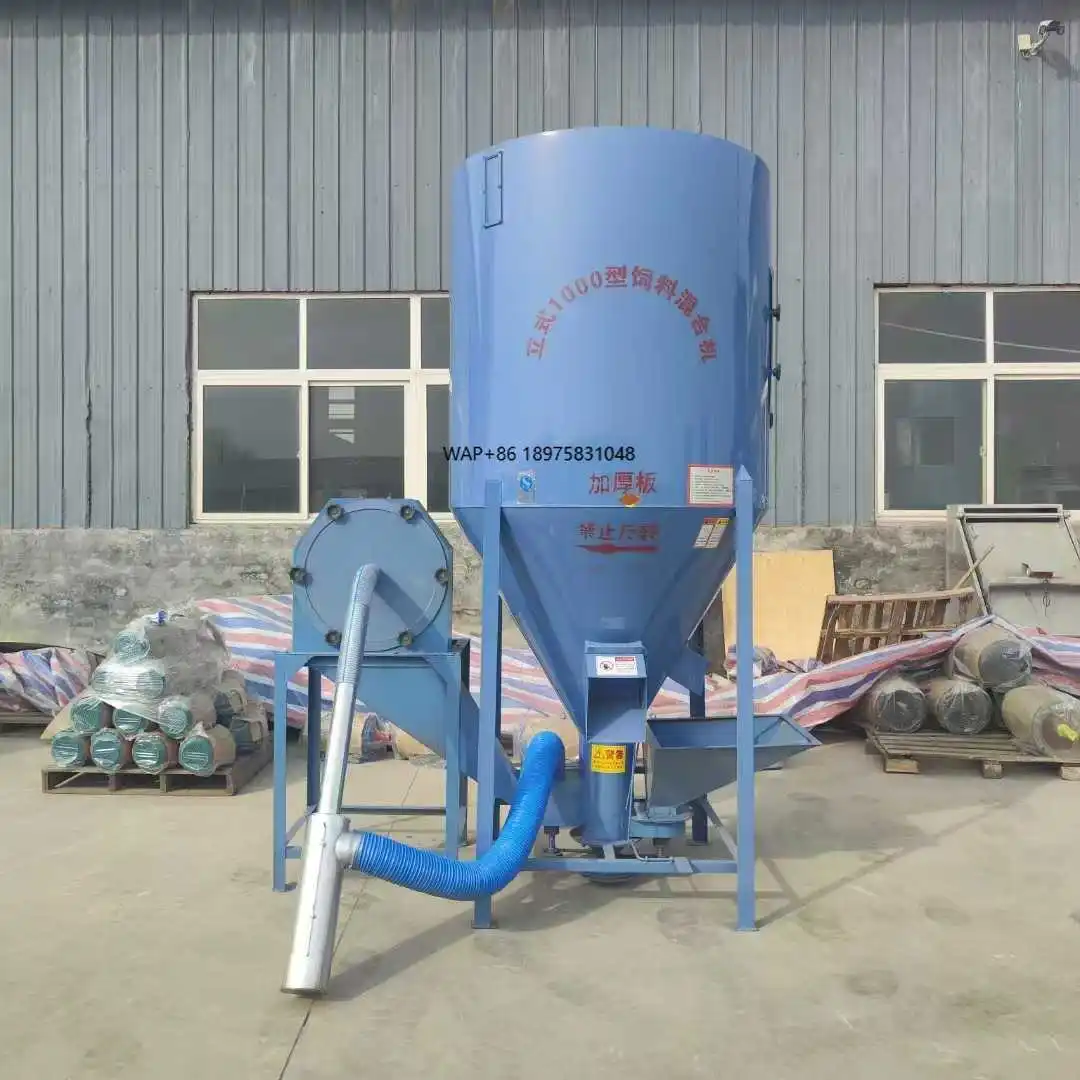 

1000kg/h vertical poultry feed mixer grinder chicken fish feed making machine animal feed mixer