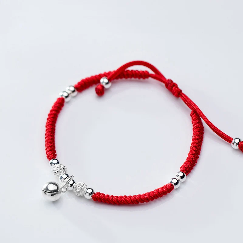 La Monada جرس الخيط الأحمر لليد 925 فضة سوار زوجين سلسلة حبل الأحمر الموضوع أساور للنساء الفضة 925 #4