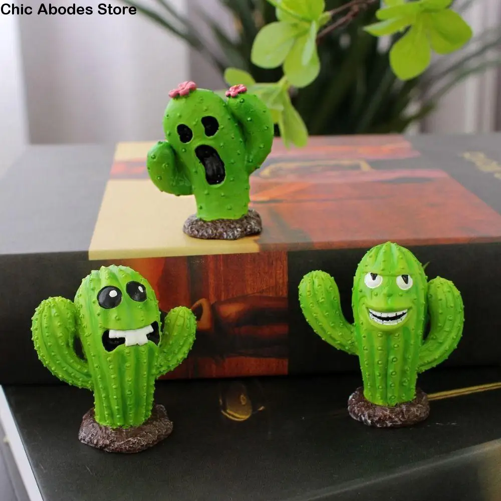 

3Pcs/set Funny Mini Cactus Figurines Cartoon DIY Cactus Miniatures Unique Desktop Cactus Ornaments Table