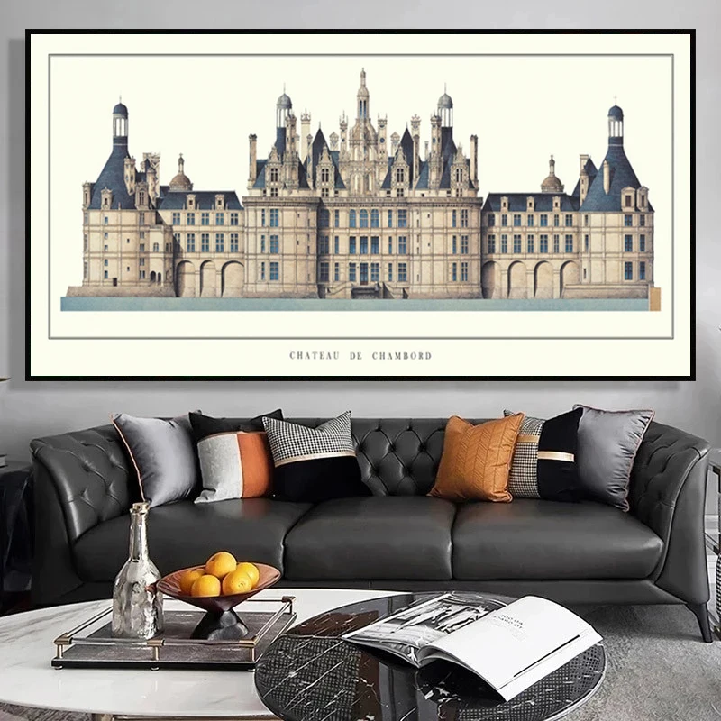 Europe Classical Buildings Series Piazza Di Spagna/Chambord Castle Canvas Painting Wall Art Pictures Living Room Home Decoration