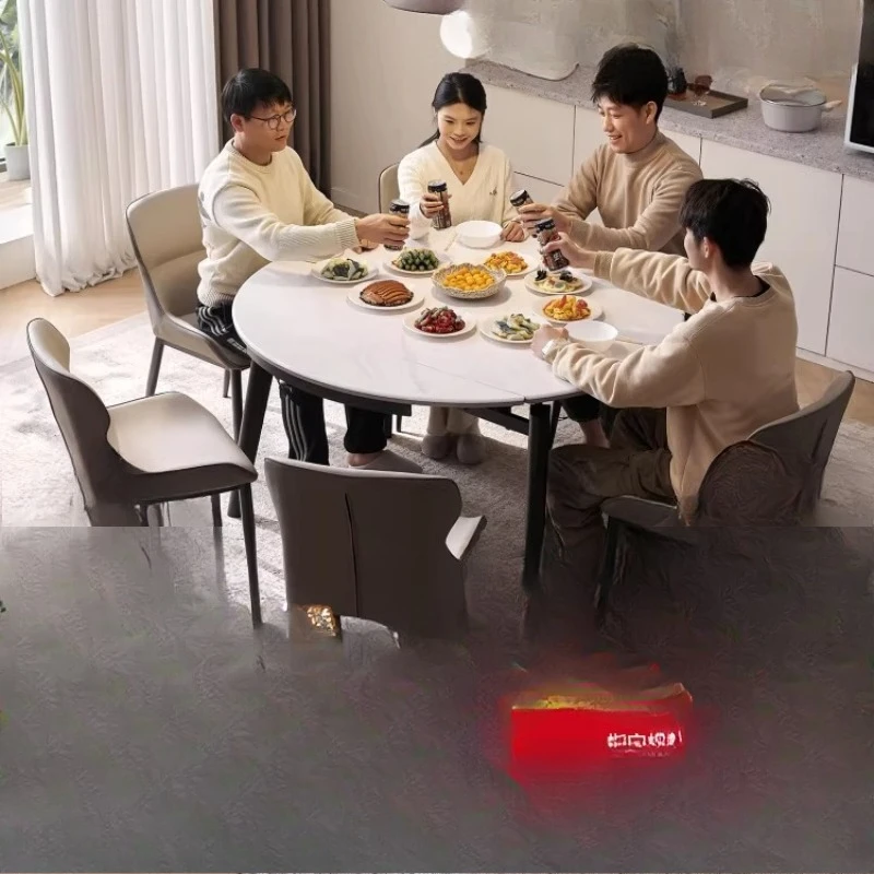 

Microcrystalline stone dining table, fully supported solid wood for household use