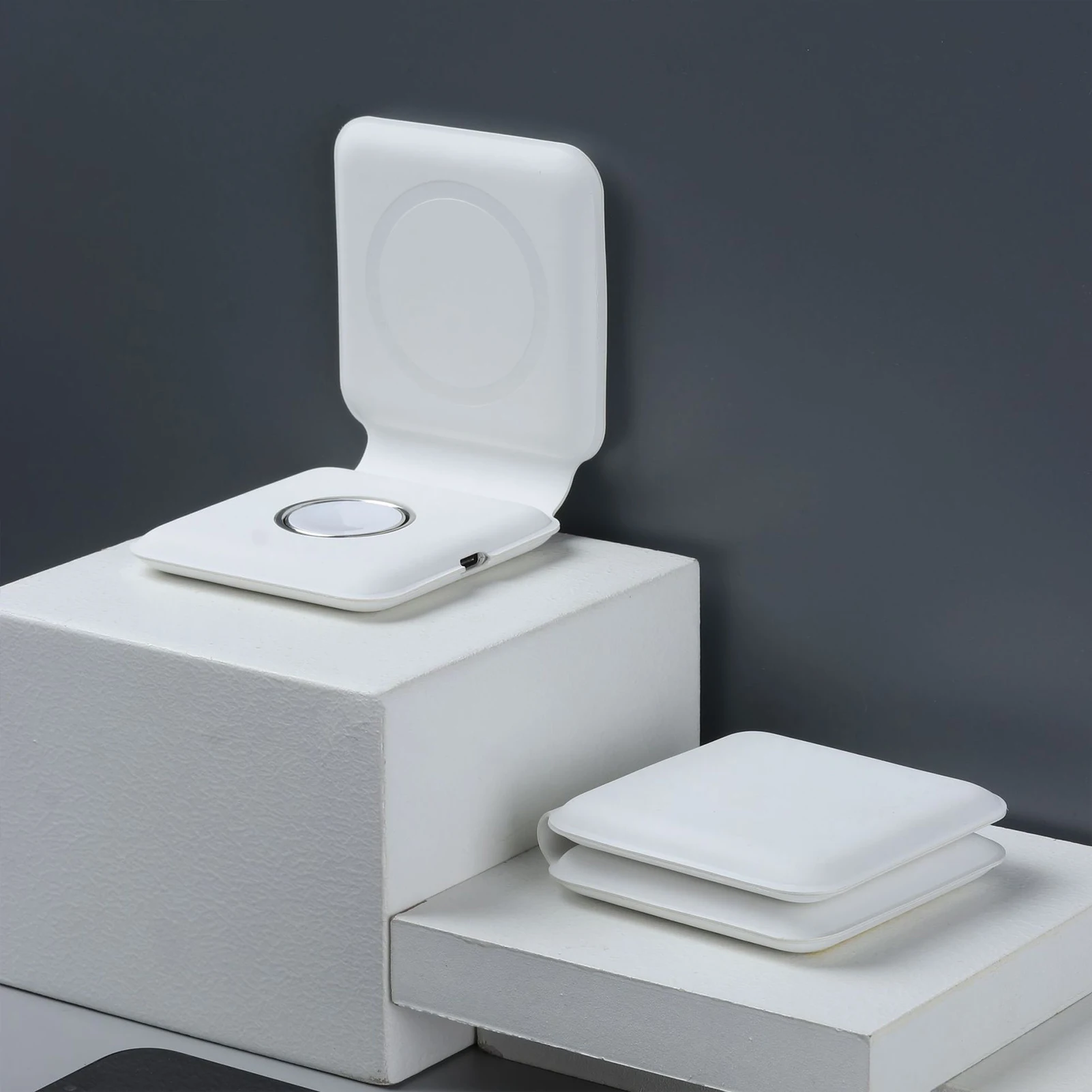 Klapp 15W Doppel Drahtlose Ladegerät Pad Für Iphone 12 Mini 12 Pro Max Schnelle Lade Dock Station Für AirPods apple Uhr 2 3 4 5