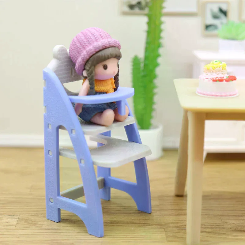 1/12 Dollhouse Simulation Baby Dining Chair Model Dollhouse Miniature Living Furniture Decoration Children Pretend Play Toys