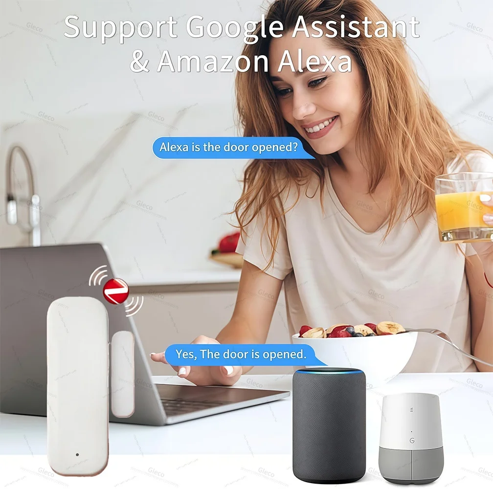 WiFi Zigbee3.0 2MQTT 스마트 도어 윈도우 센서, Tuya 보안 경보 감지기, 열림/닫힘 모니터는 Alexa Smart Life와 호환됩니다. 사용 예시