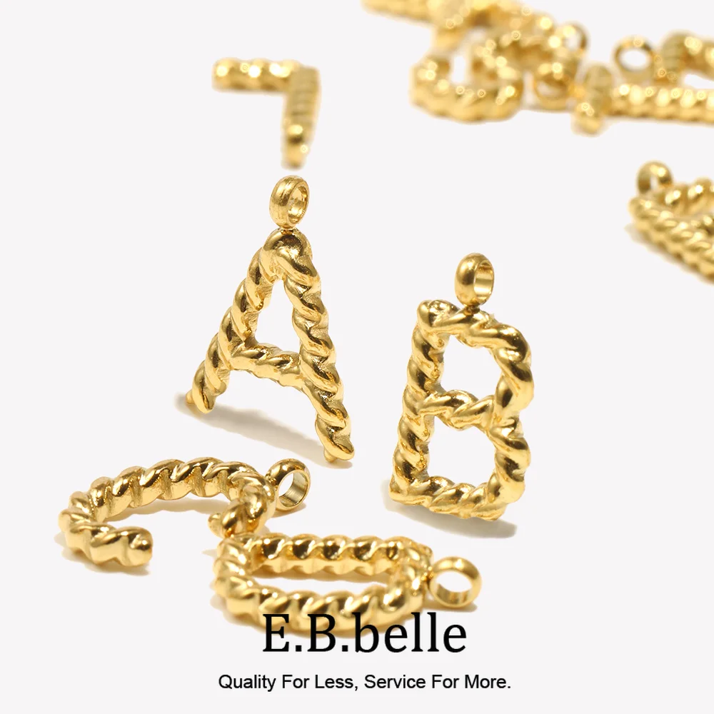 E.B.belle Mini Twists Letter Gold Pendant Hipoalergiczne akcesoria pozłacane 18K Zawieszki ze stali nierdzewnej 316L