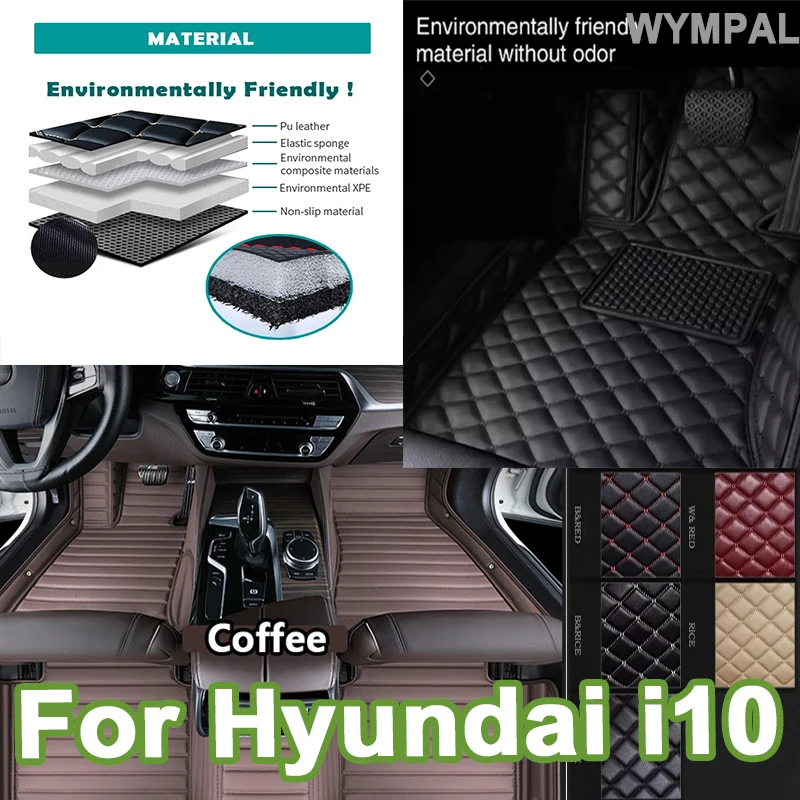

Luxury Leather Car Floor Mats For Hyundai i10 BA Gran Metro Taxi Xcent IA 2014~2019 Mat Car Mats Floor Rugs Durable Pad Car Acce