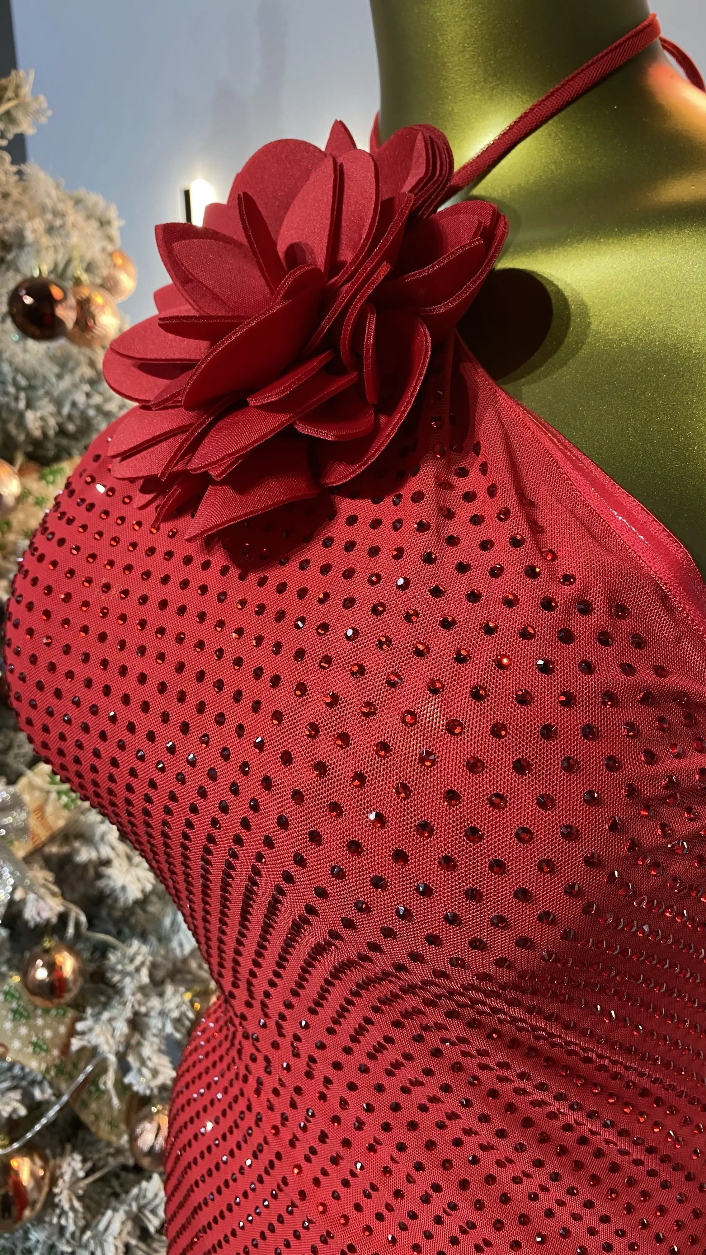 فستان سهرة أحمر بدون أكمام برقبة عالية للنساء على السجادة الحمراء-GZXX199 #6