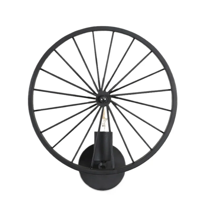 

Retro single-headed wall lamp personalized creative wrought iron wheel wall lamp hotel restaurant